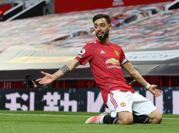 Bruno Fernandes của MU là tiền vệ ghi nhiều bàn thắng nhất ở một mùa giải trong lịch sử Premier League. ẢNH: GETTY