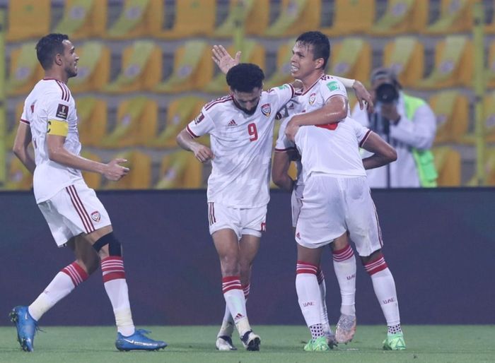Tuyển UAE dễ dàng đánh bại Malaysia 4-0 trên sân nhà. Ảnh: Y Kiện.