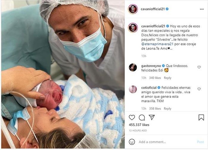 Cavani khoe ảnh con trên twitter