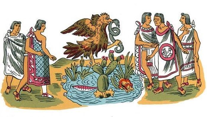 Theo vị thần quyền lực này, người Aztec xây dựng kinh đô ở nơi xuất hiện một con đại bàng đậu trên cây xương rồng.