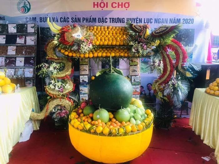 Một gian hàng ở ngày hội trái cây Lục Ngạn 2020 - Ảnh DLBG