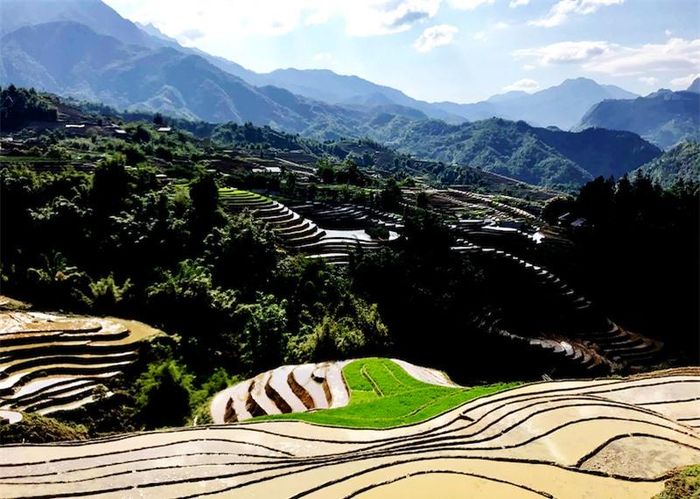 Khung cảnh vùng cao mùa nước đổ.