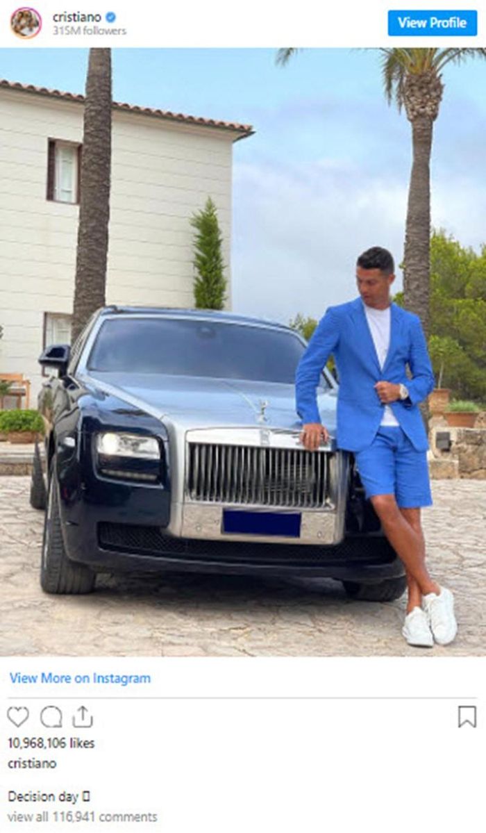 Bài đăng khó hiểu của Ronaldo trên Instagram.