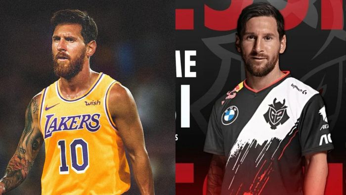  Ảnh chế Messi trong màu áo đội bóng rổ Lakers và đội tuyển Liên Minh Huyền Thoại G2. 