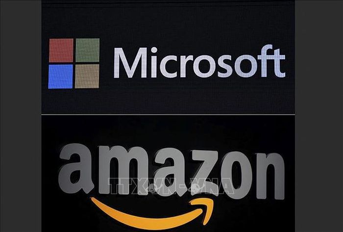 Biểu tượng Microsoft và Amazon. Ảnh: AFP/TTXVN