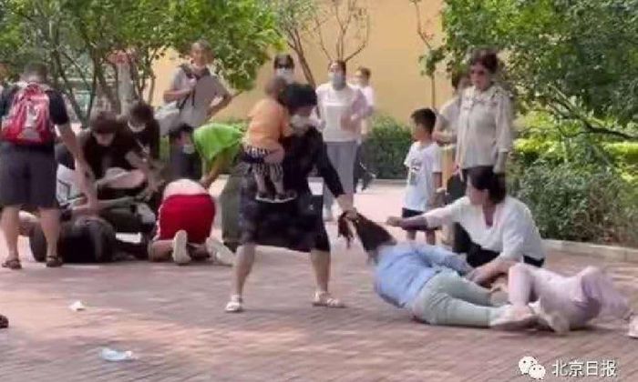Nhóm du khách đuổi đánh nhau trong sở thú ở Trung Quốc. Ảnh: Weibo.