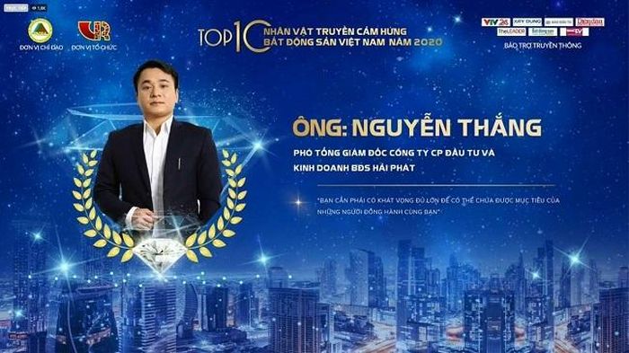 Ông Nguyễn Thắng, Phó TGĐ Hải Phát Land thuộc Top 10 nhân vật truyền cảm hứng bất động sản Việt Nam năm 2020