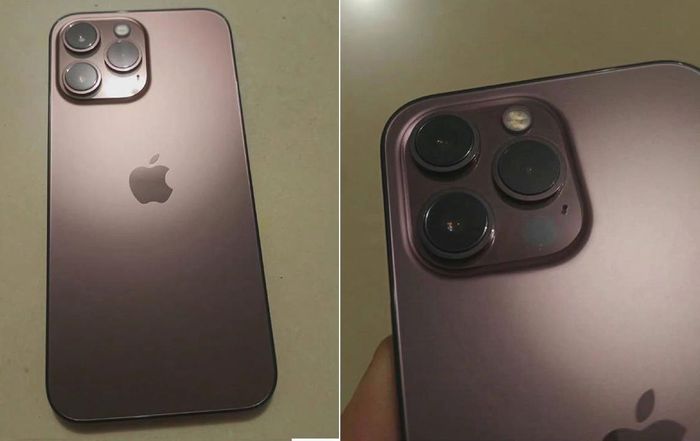 Hình ảnh được cho là mặt lưng của iPhone 13 Pro với màu vàng hồng đậm