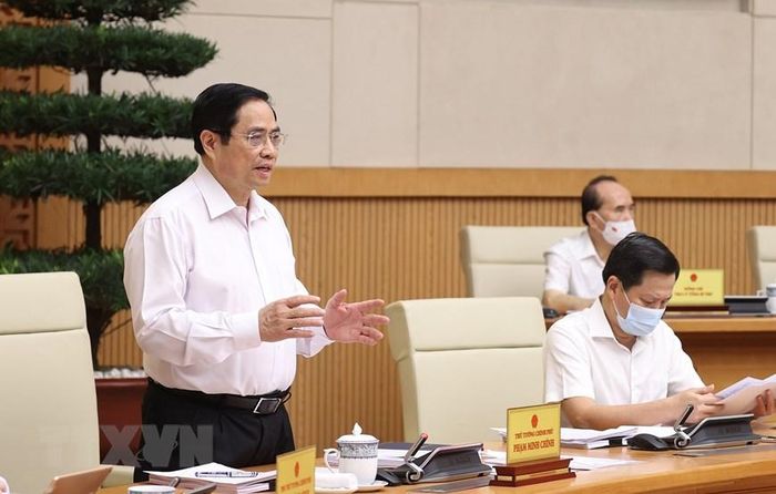  Thủ tướng Phạm Minh Chính chủ trì phiên họp. (Ảnh: Dương Giang/TTXVN) 