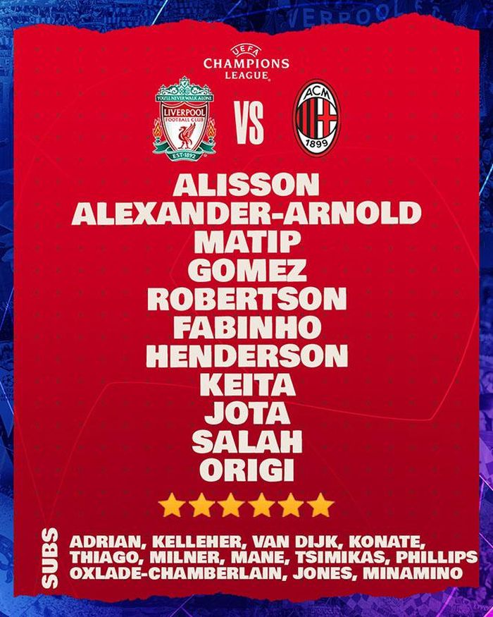 Đội hình xuất phát của Liverpool