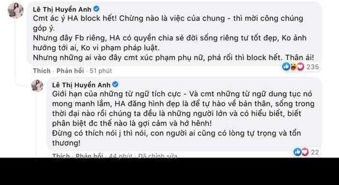 Đối diện với những bình luận mang tính xúc phạm, bà Tưng đã không ngần ngại đáp trả.