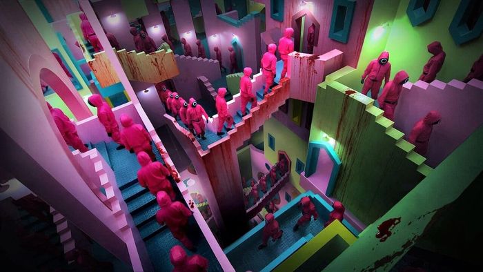 Squid Game có bối cảnh bắt mắt, âm nhạc cuốn hút. Ảnh: Netflix.