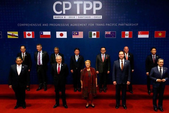  Đại diện 11 nước thành viên tại buổi ký Hiệp định CTPP ở Santiago, Chile hôm 8/3/2018. Ảnh: AFP 