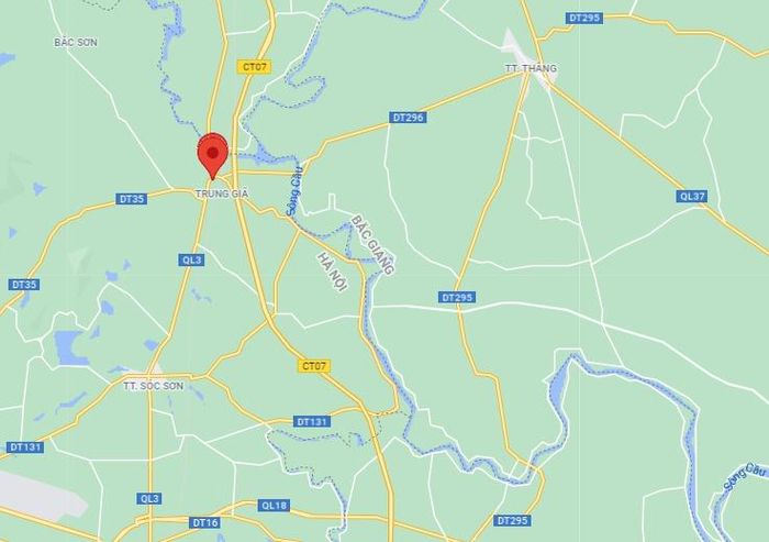  Tai nạn xảy ra tại thôn Xuân Sơn, xã Trung Giã, huyện Sóc Sơn, Hà Nội. Ảnh: Google Maps. 