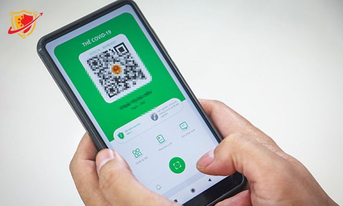 Thẻ COVID tại trang chủ với mã QR code màu đen, viền xanh. Ảnh: Cục Tin học hóa