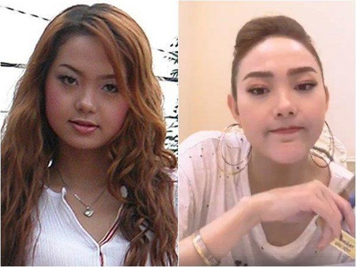 Từ khoảng năm 2007 (ảnh trái) cho đến nay, Minh Hằng lột xác đến mức không ai nhận ra.