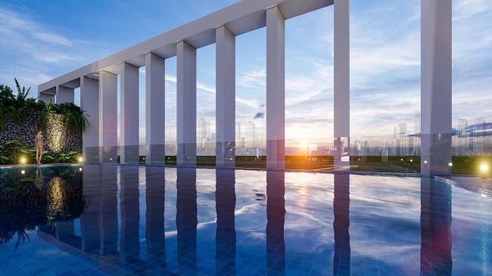 Tiện ích bể bơi thác tràn ôm trọn khoảng không tự do vô hạn tại BMG Hà Nội.