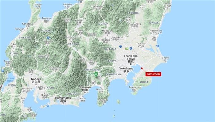 Tâm chấn nằm không xa trung tâm Tokyo.
