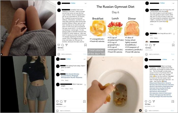  Các bài đăng về việc ăn kiêng khắc nghiệt nhằm giảm cân trên Instagram vẫn sẽ hiện lên theo thuật toán khi người dùng quan tâm tới chủ đề này. 