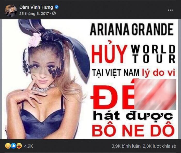 Tấm ảnh bị đào lại trên trang Facebook của Đàm Vĩnh Hưng.