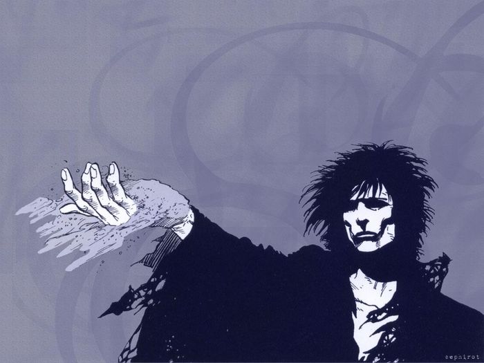 The Sandman của Neil Gaiman chọn điểm nhìn là một thực thể cổ xưa hơn cả thánh thần, trong tay là túi cát quyết định giấc mơ của nhân loại. Mộng giới cũng mơ hồ và khó nắm bắt giống như những hạt cát bé nhỏ.