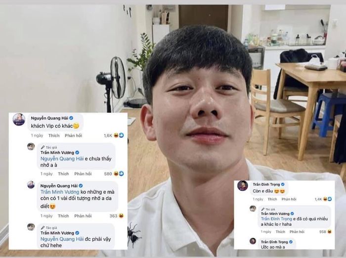 Đồng đội chia sẻ và trêu đùa với Minh Vương