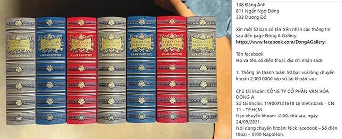 Đông A Gallery bán bản đặc biệt cuốn "Napoleon Bonnaparte" với giá 2.100.000 đồng