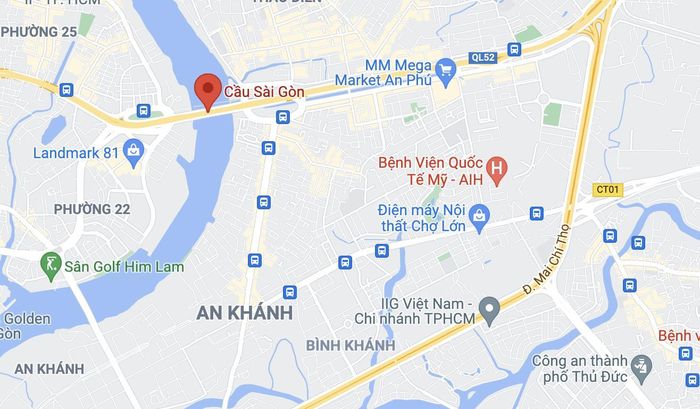  Vụ việc xảy ra tại khu vực cầu Sài Gòn, TP.HCM. Ảnh: Google Maps. 