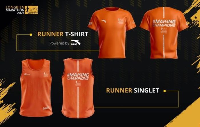 Áo chạy của Nhà tài trợ Anta và áo thi đấu của BTC Longbien Marathon