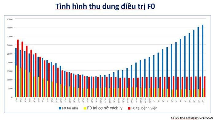  Tình hình thu dung điều trị F0 tại TP.HCM tính đến 12/11. Đồ họa: Sở Y tế. 