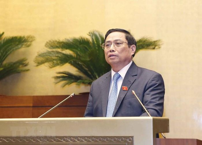 Thủ tướng Chính phủ Phạm Minh Chính trả lời chất vấn các đại biểu Quốc hội. Ảnh: TTXVN
