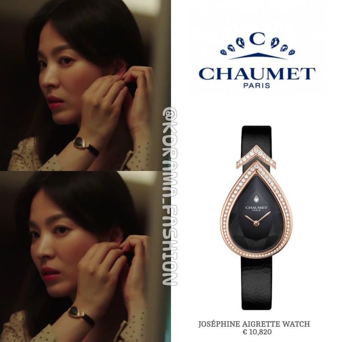  Đôi khi, cô tạo điểm nhấn ở tay với đồng hồ Chaumet Joséphine Aigrette hình quả lê đính kim cương. Món phụ kiện này trị giá hơn 12.000 USD. Ảnh: kdrama_fashion. 