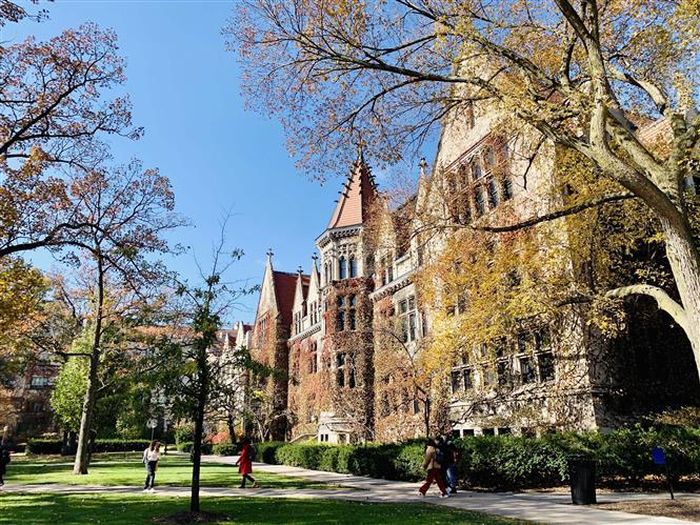 Khuôn viên trường Đại học Chicago vào mùa Thu. Ảnh: Đặng Huyền - PV TTXVN tại Mỹ