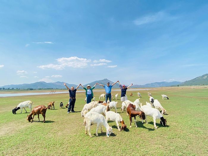 Du khách đến tham quan, ngắm cảnh tại bãi bồi hồ Ia Nâm, xã Tân Sơn. Ảnh: Đào An Duyên