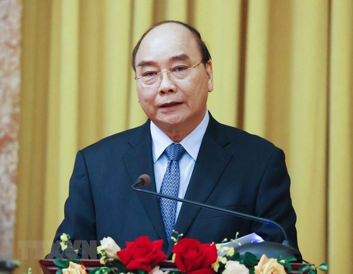 Chủ tịch nước Nguyễn Xuân Phúc phát biểu. (Ảnh: Thống Nhất/TTXVN)