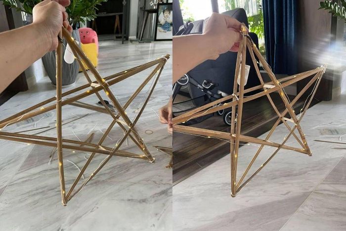 Theo đó, đại gia phố núi cùng vợ tự tay làm lồng đèn cho bé Suchin. Ảnh: FBNV