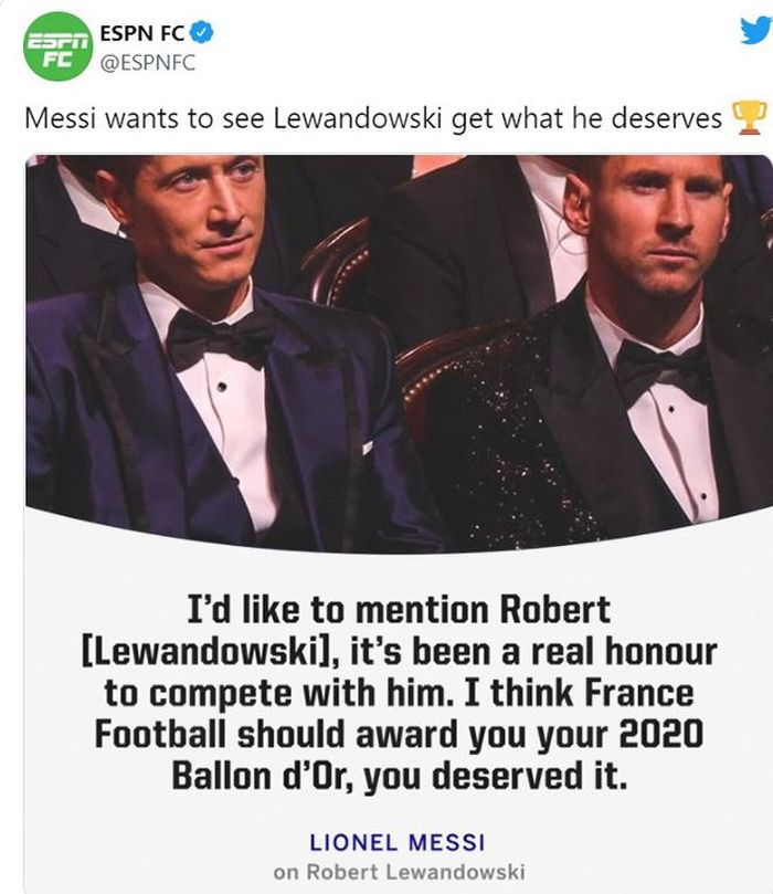 Messi dành những lời tri ân cho Lewandowski
