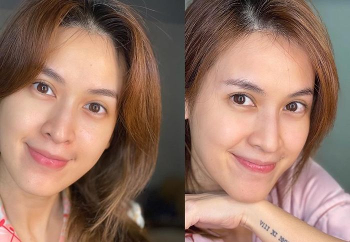 Chẳng hề kém cạnh các chị em Cổng Mặt Trời khi khoe mặt mộc "đỉnh cao" ở tuổi 35, bà mẹ 1 con Tú Vi chứng tỏ sự tự tin của mình với liên hoàn các tấm hình chụp cận cảnh làn da.