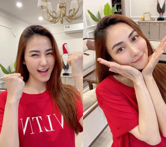 Là một trong những diễn viên Việt nhận nhiều lời khen cho tài năng diễn xuất, Ngân Khánh cũng "đốn tim" người hâm mộ bởi gương mặt gần như không có dấu hiệu lão hóa. Ngược lại, ở những khoảnh khắc khoe mặt mộc, diễn viên Gọi Giấc Mơ Về càng khẳng định "nhan sắc không tuổi" của mình.