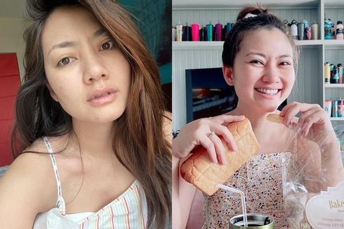 Nữ diễn viên Luật Trời ở tuổi U40 lại gặp đôi chút vấn đề trong việc giữ cân nặng. Cô cũng không tránh khỏi tình trạng da lão hóa như tàn nhang, nếp nhăn khóe mắt. Dẫu vậy, người đẹp vẫn rất tích cực chia sẻ mặt mộc của mình lên trang cá nhân.