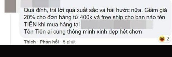 Bên cạnh việc gửi lời chúc đến tân Hoa Hậu Hòa Bình, nhiều shop quần áo còn khẳng định sẽ đồng loạt giảm giá cho những người tên Tiên.