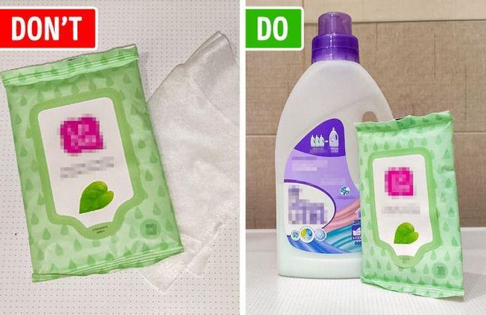 Nếu bạn không muốn quần áo có mùi của khăn giấy ướt bạn dùng thì nên chọn sản phẩm kháng khuẩn hoặc không mùi. Hoặc bạn có thể sử dụng nước xả vải để loại bỏ mùi của khăn.