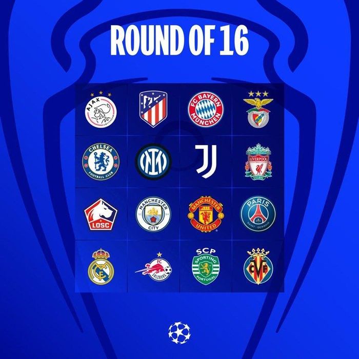 Danh sách 16 đội giành quyền vào vòng 1/8 Champions League