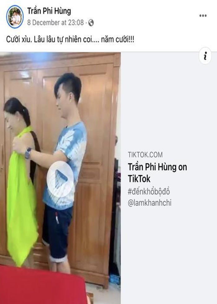 Ngày 8/12, Phi Hùng chia sẻ clip cũ của 2 vợ chồng. Ảnh chụp màn hình