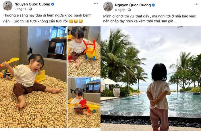 Suchin có hẳn một bộ sưu tập ảnh với các tư thế tạo dáng "độc lạ" được bố Cường chụp lại. Cư dân mạng thích thú gọi đại gia 8X là "ông bố dìm hàng con nhất Vbiz".