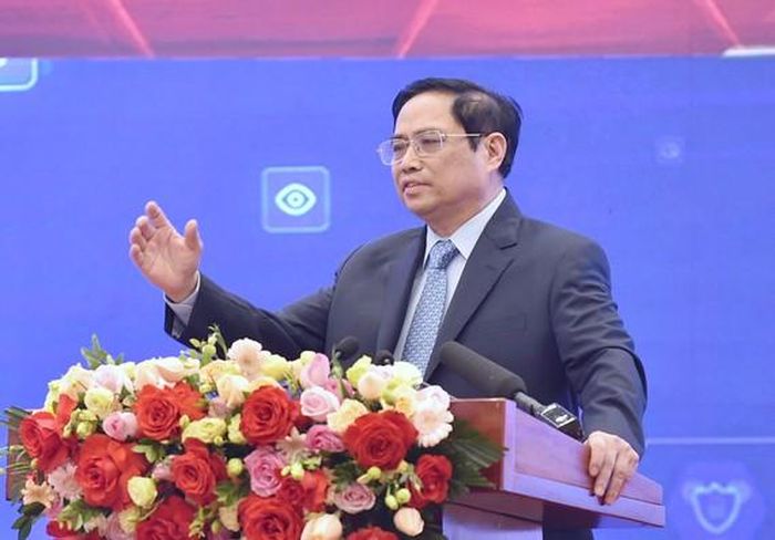 Thủ tướng Chính phủ Phạm Minh Chính phát biểu tại Diễn đàn cấp cao thường niên lần thứ 3 về cách mạng công nghiệp lần thứ 4. Ảnh: Viết Chung/SGGPO