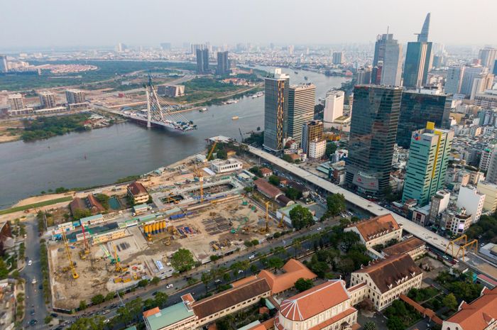  Dự án Grand Marina Saigon trên đường Tôn Đức Thắng, quận 1 có vị trí tại cảng Ba Son lịch sử và nằm kế bên cầu Thủ Thiêm 2. Ảnh: Quỳnh Danh. 