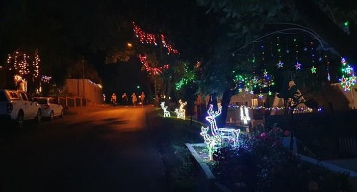 Người dân Pretoria và nhiều du khách đổ về "phố đèn Giáng sinh" để vui cười chụp ảnh. (Ảnh: Vietnam+)