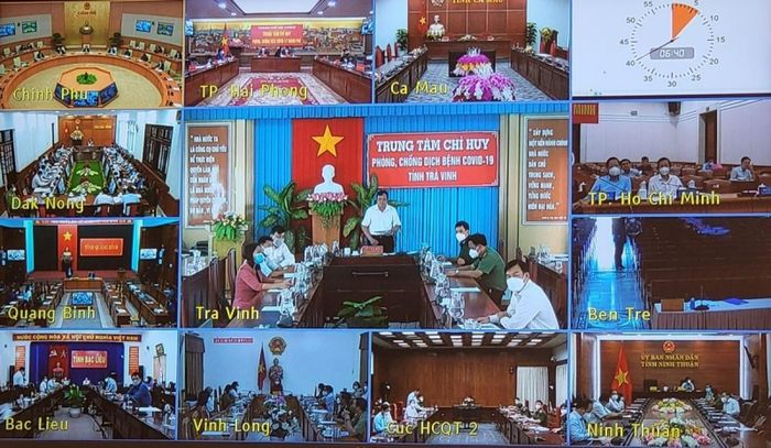  Các địa phương tham dự cuộc họp tại các điểm cầu trực tuyến. Ảnh: VOV. 