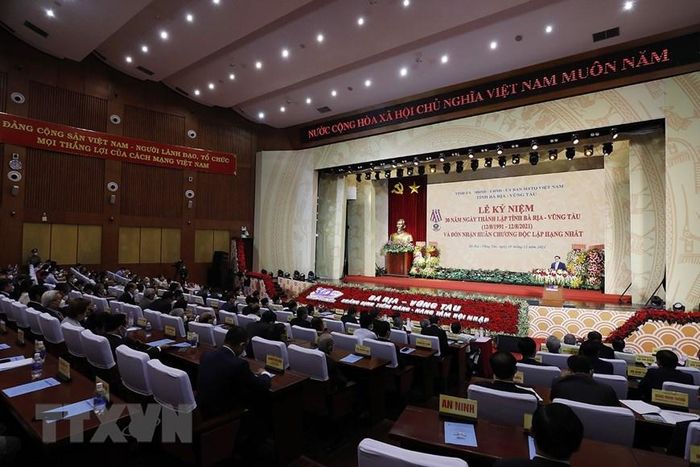 Quang cảnh lễ kỷ niệm 30 năm Ngày thành lập tỉnh Bà Rịa-Vũng Tàu. (Ảnh: Dương Giang/TTXVN)